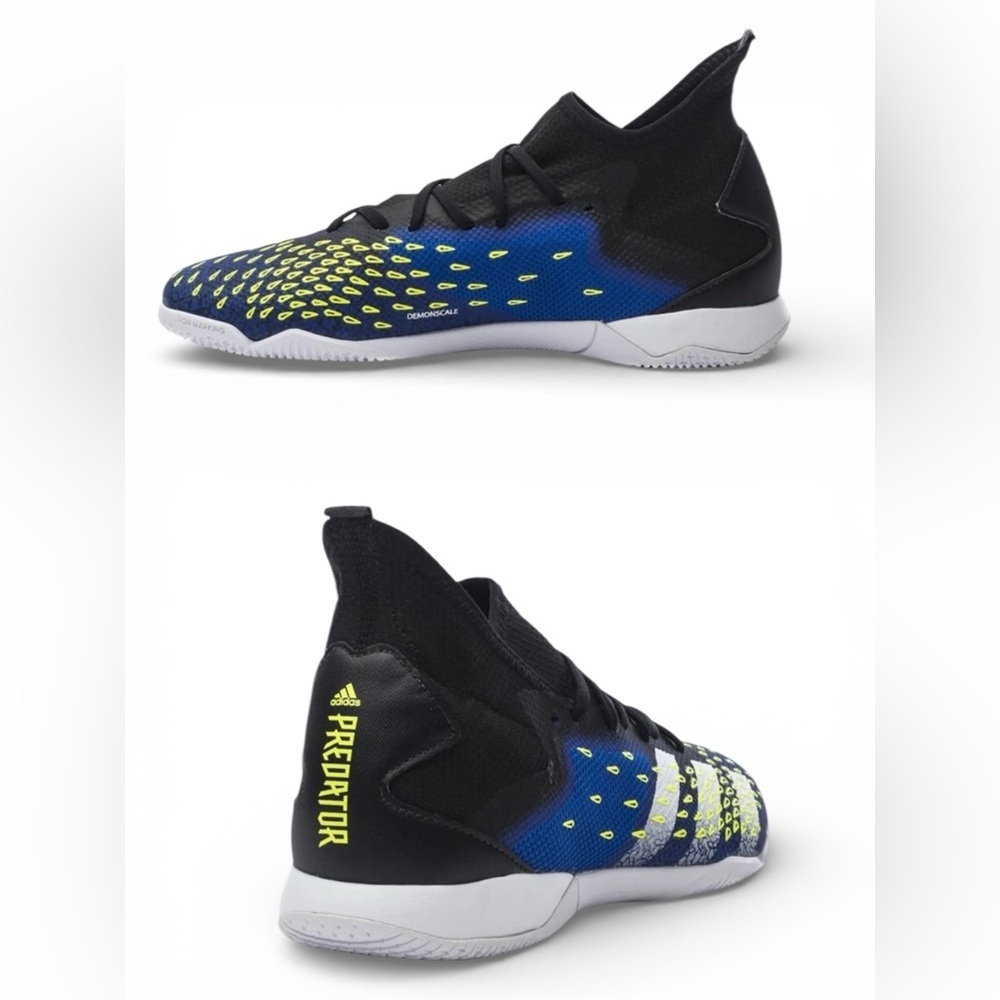 Adidas Predator Freak .3 IN Superlative -Core Black White Blue Soccer Sneakers
